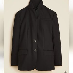 J Crew Standing collar blazer in wool-blend flannel CN789 NWT Size 16 Black